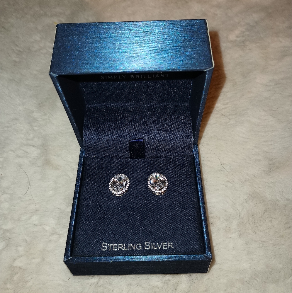 Simply Silver Simply Brilliant Halo Cubic Zirconia Sterling Silver Stud Earrings